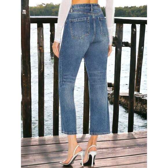 NWT - Blank NYC Med-Wash In My Head Baxter Ribcage V-Front Straight Leg Jeans 27 - Picture 6 of 6